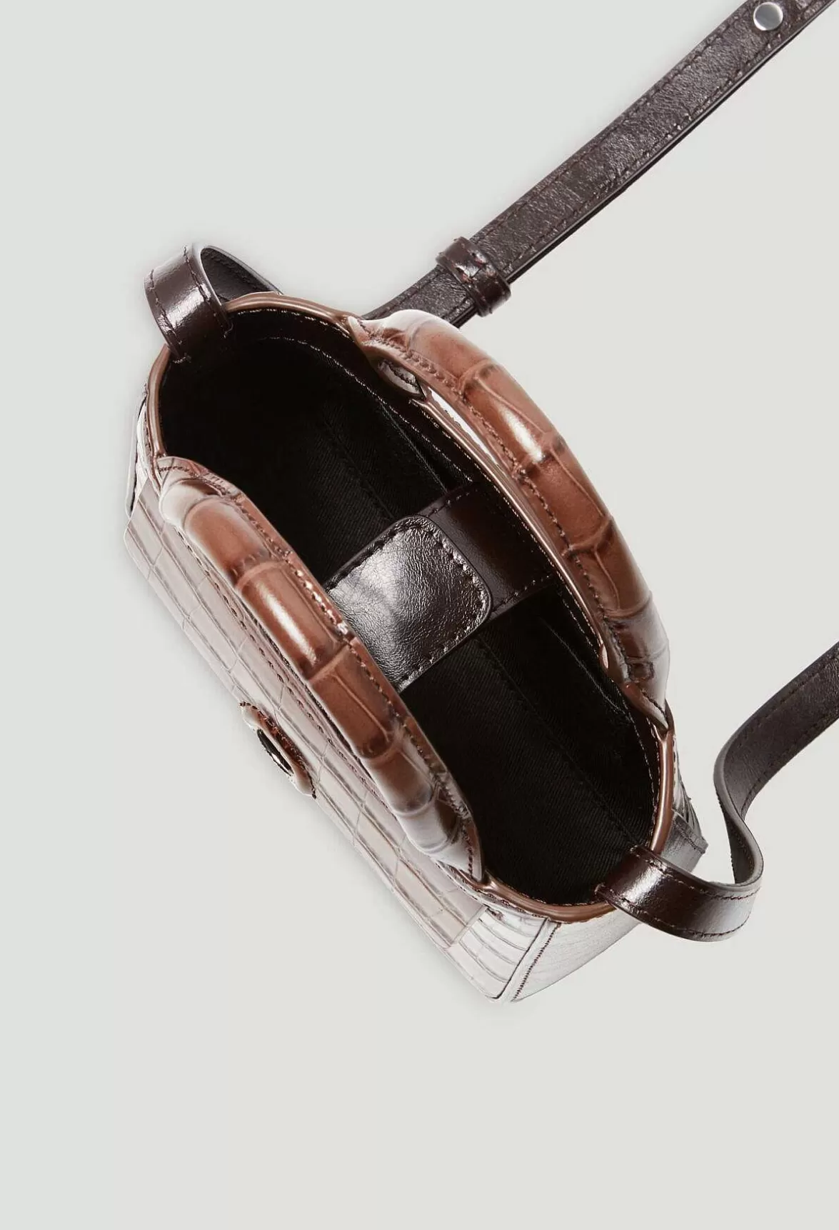 Claudie Pierlot Anoucko Nano Brown Embossed Leather Bag*Women Crossbody Bags
