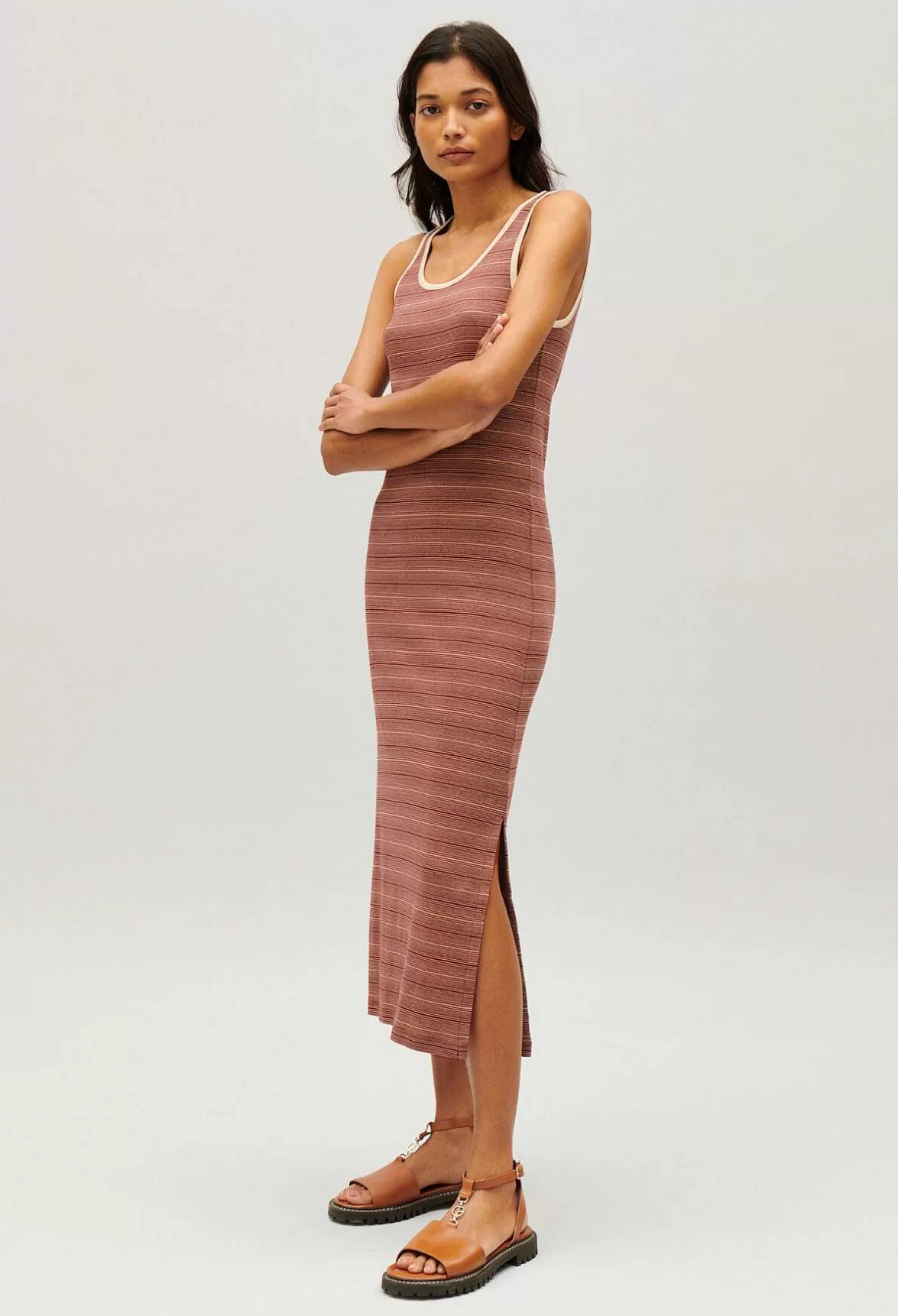Claudie Pierlot Brown Stripy Knit Maxi Dress*Women Dresses