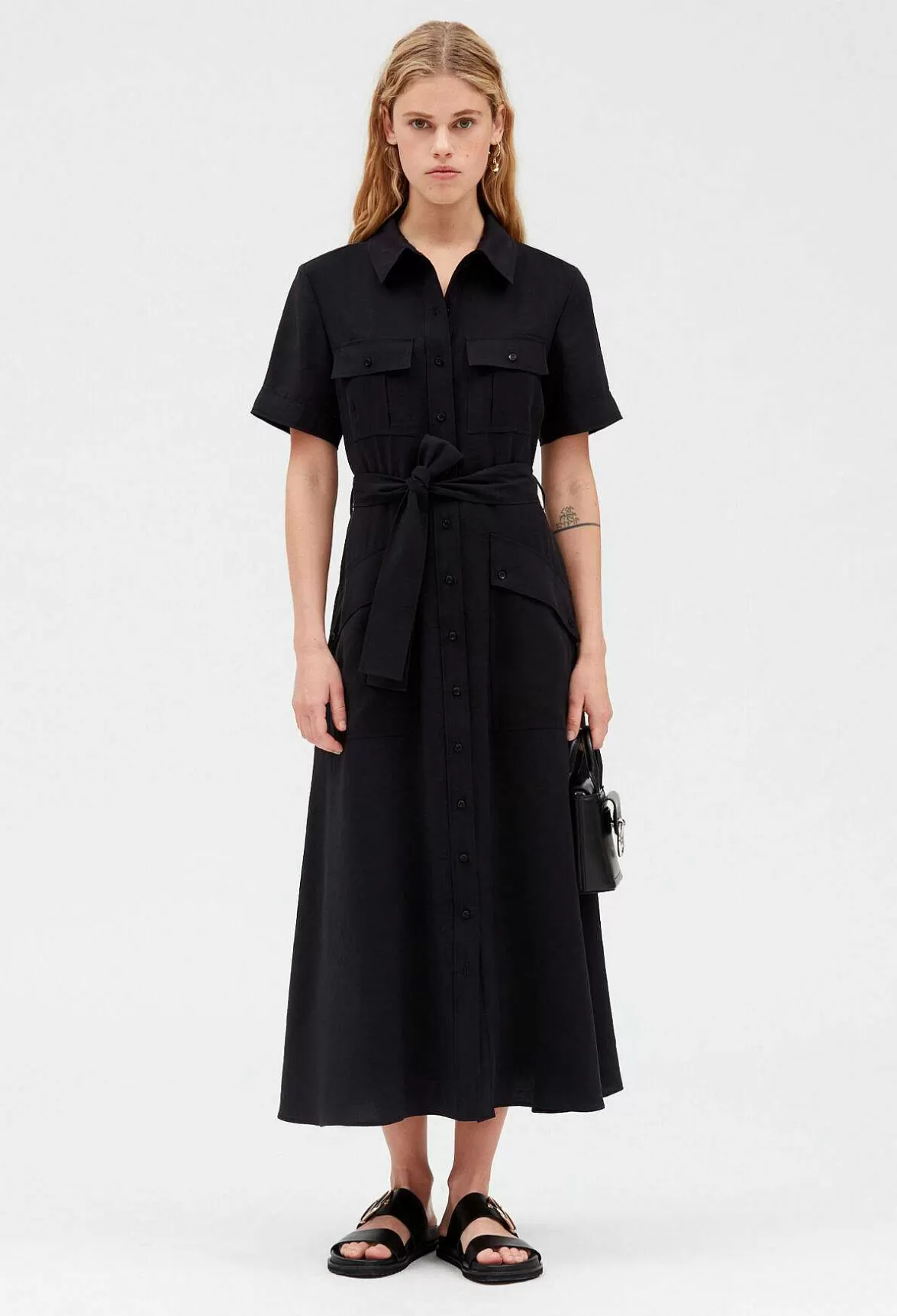 Claudie Pierlot Flowing Short-Sleeved Midi Dress*Women Dresses