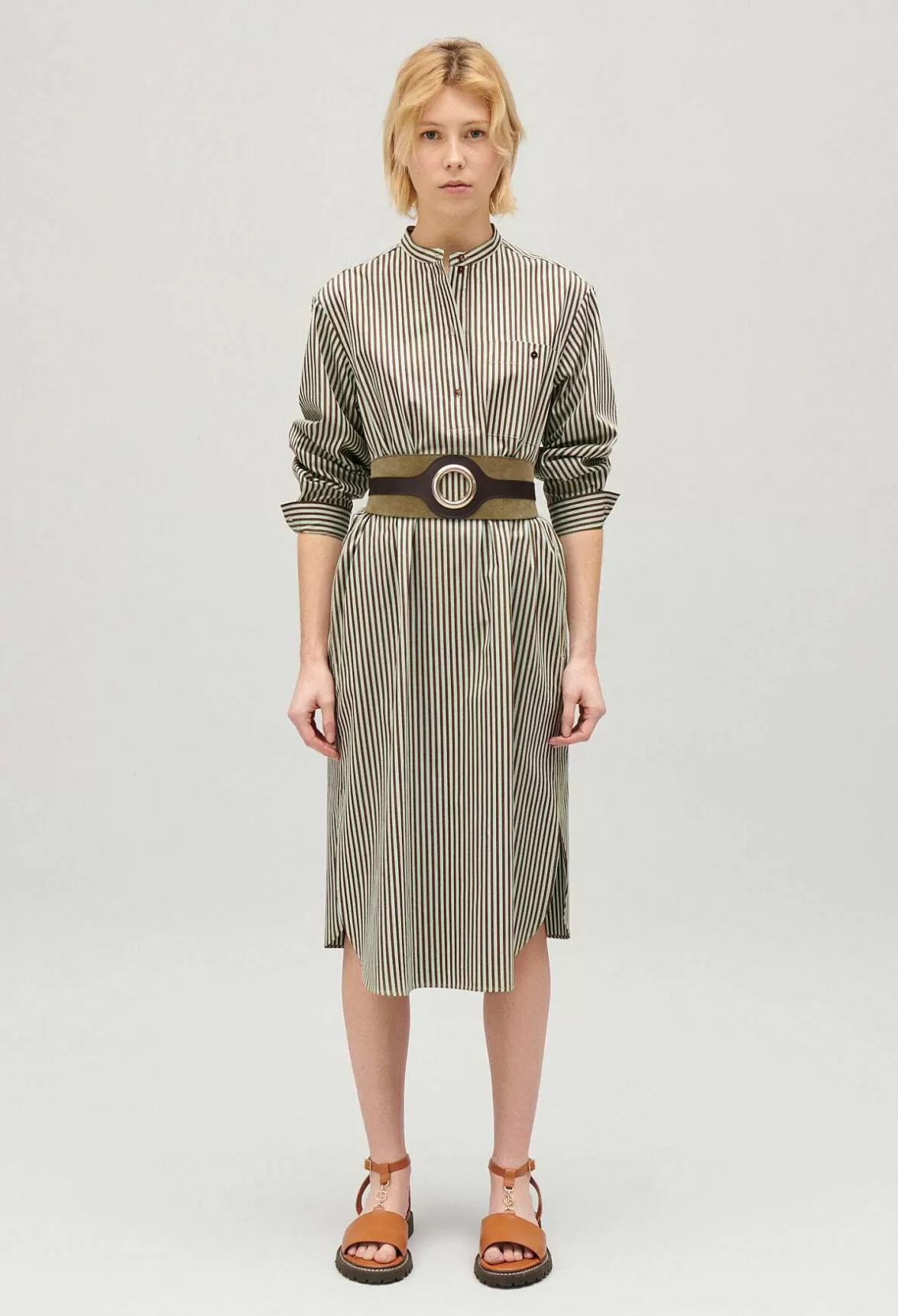Claudie Pierlot Green Striped Maxi Dress*Women Dresses
