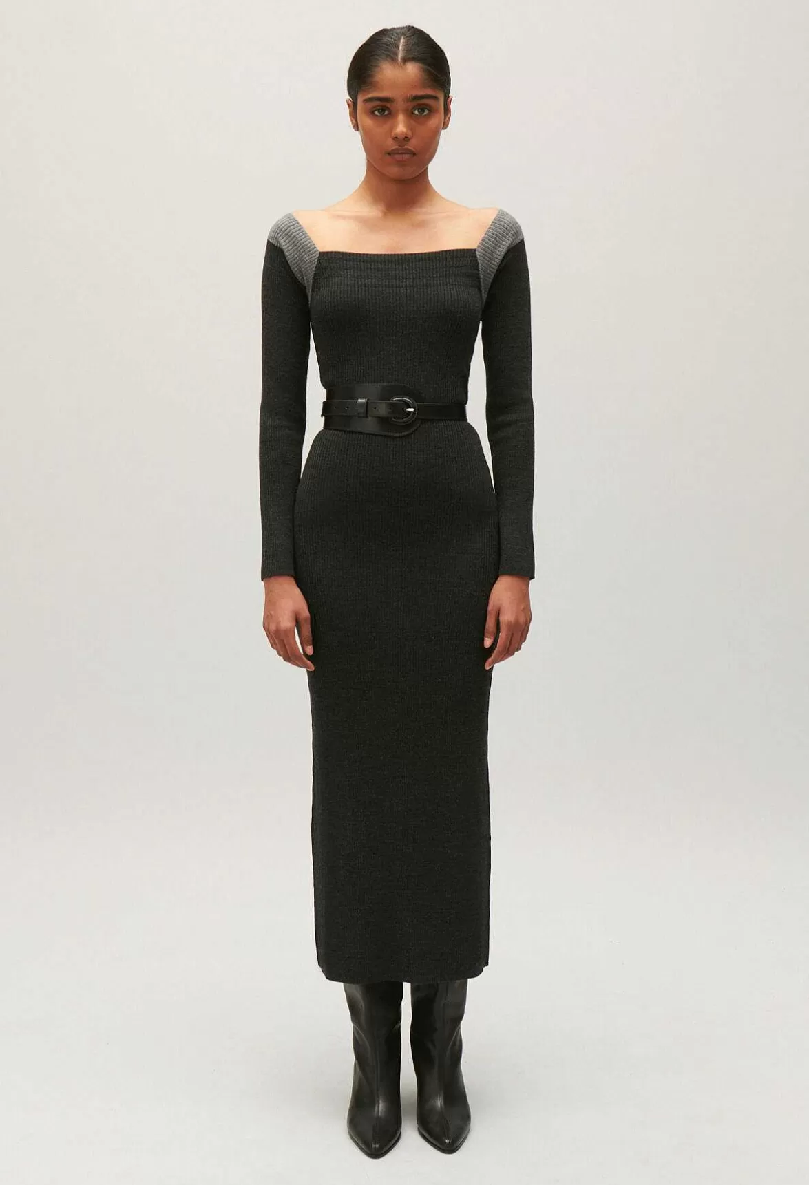 Claudie Pierlot Grey Marled Knit Maxi Dress*Women Dresses