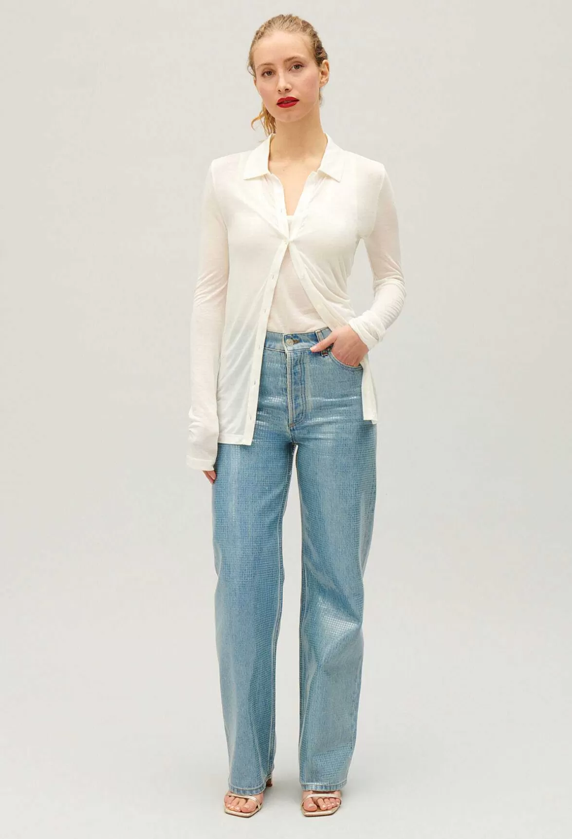 Claudie Pierlot Jean With Claude Blue Glitter Effect*Women Jeans And Trousers