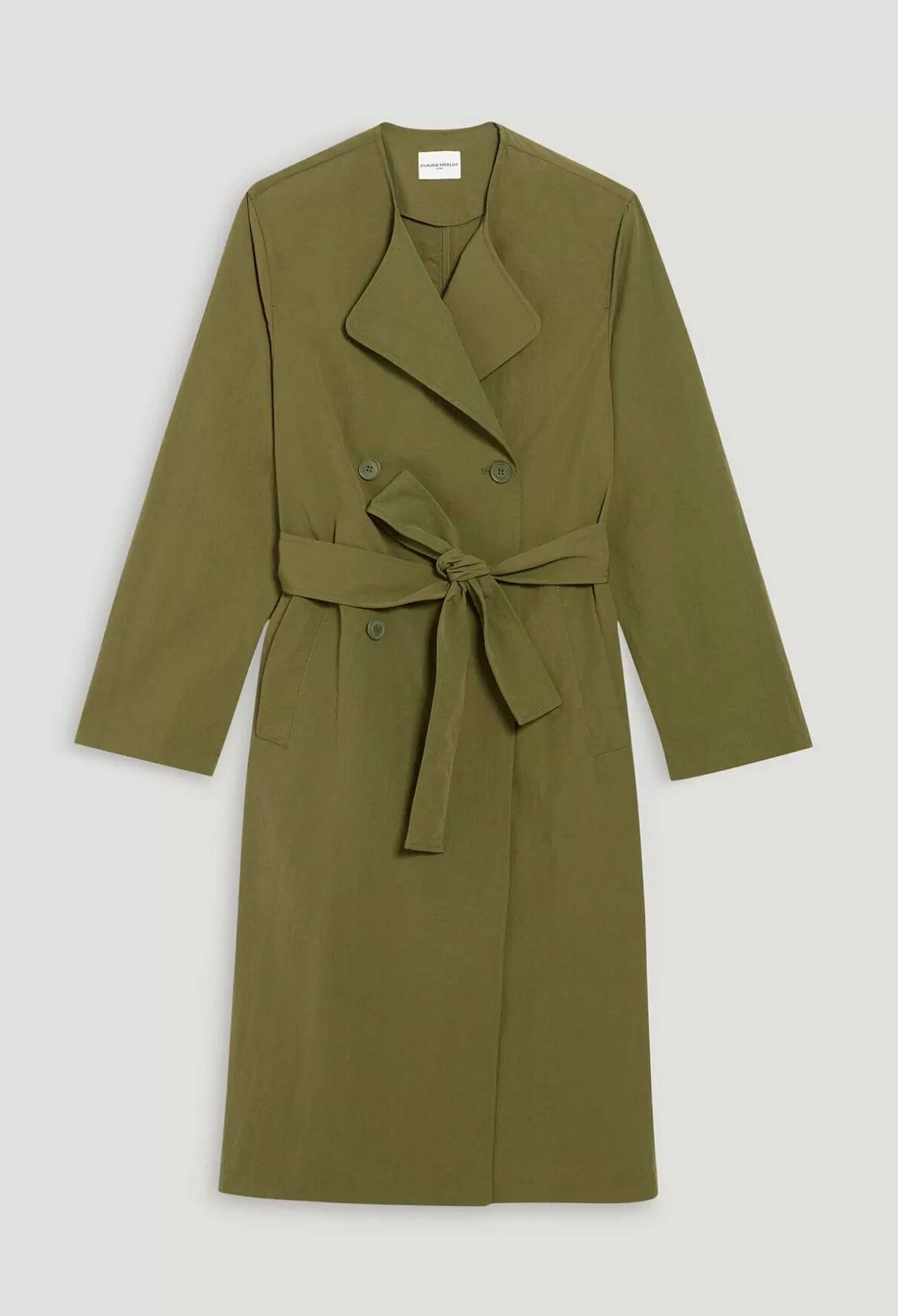 Claudie Pierlot Khaki Nylon Mid-Length Trench Coat*Women Jackets And Coats