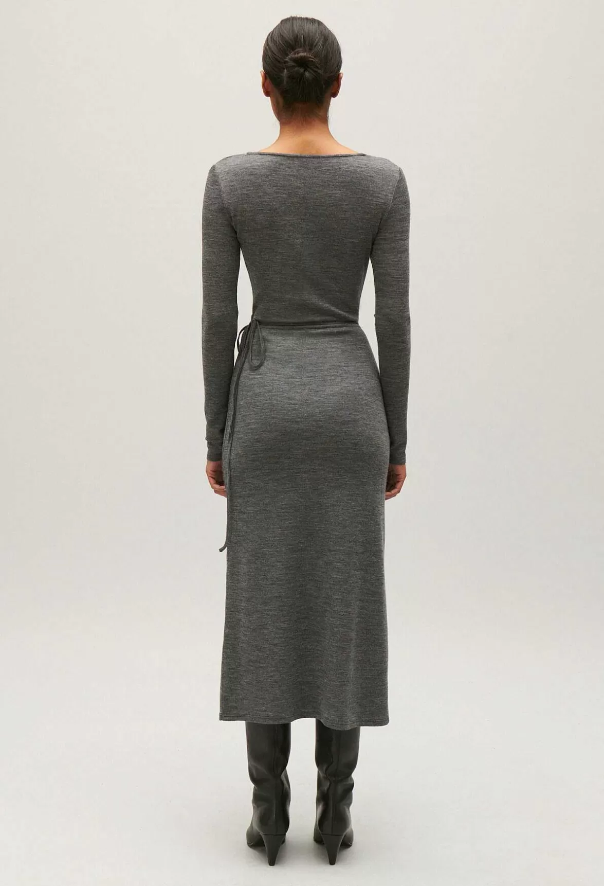 Claudie Pierlot Light Grey Wool Jersey Midi Dress*Women Dresses