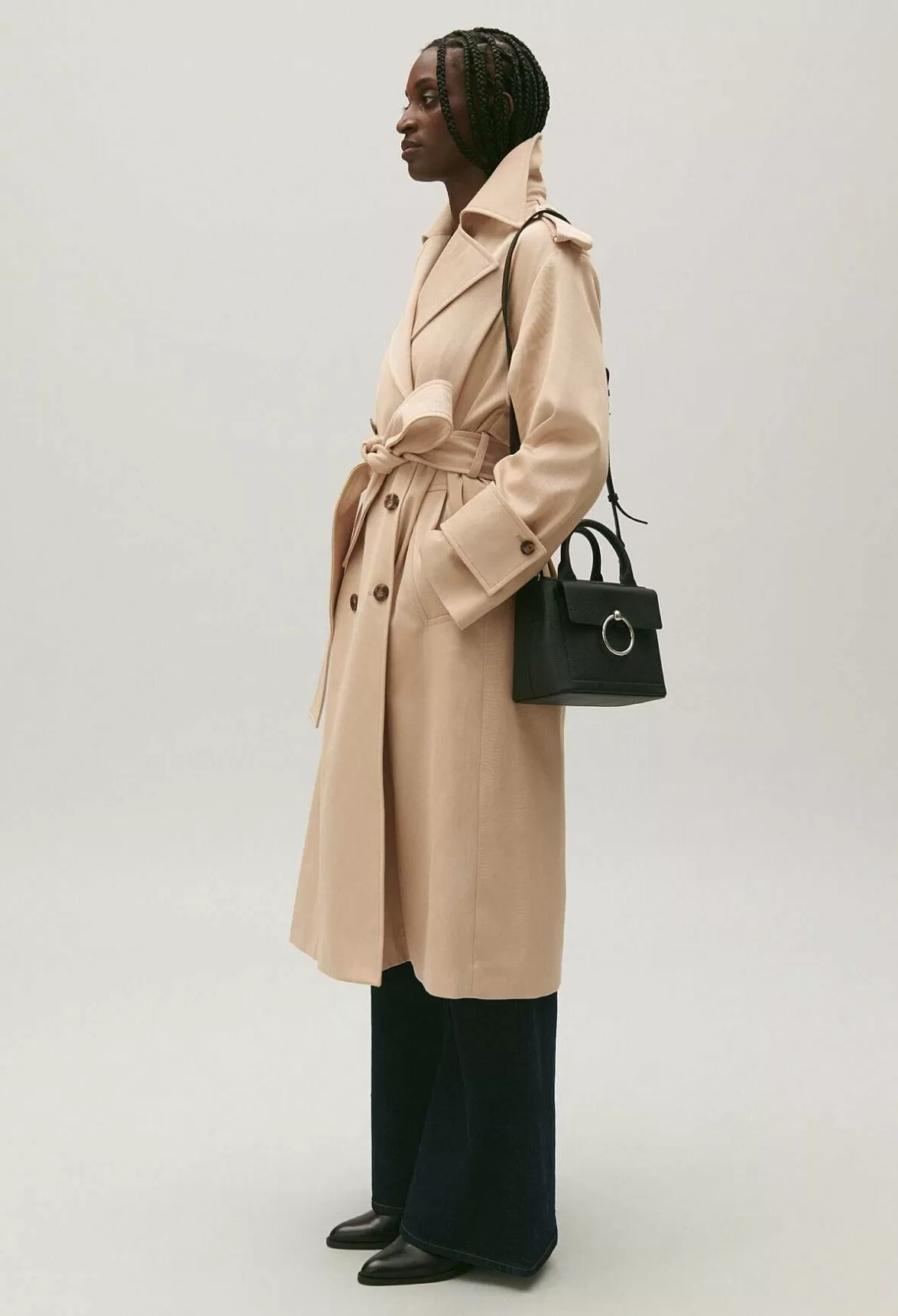 Claudie Pierlot Long Beige Cotton Trench Coat*Women Jackets And Coats