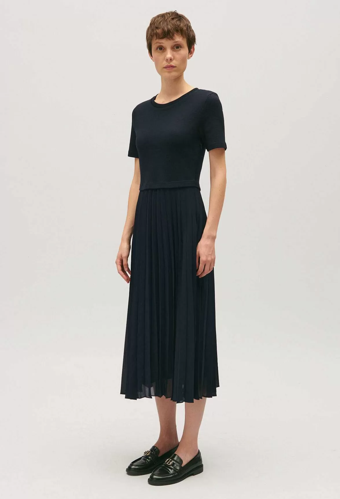 Claudie Pierlot Long Dual-Fabric Twist Dress*Women Dresses