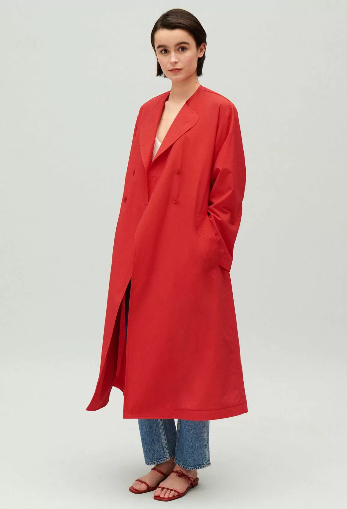 Claudie Pierlot Long Red Trench Coat*Women Jackets And Coats