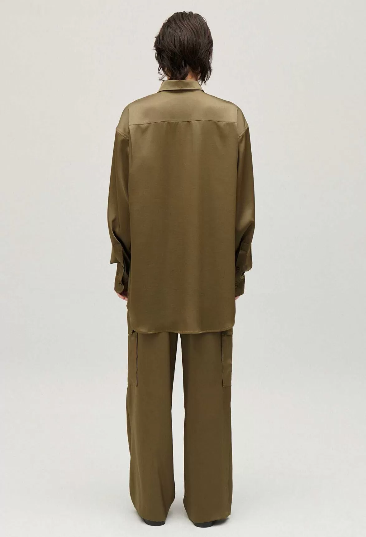 Claudie Pierlot Loose-Fit Khaki Satin-Effect Shirt*Women Tops And Shirts
