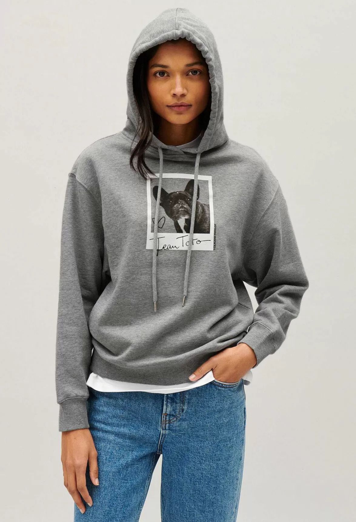 Claudie Pierlot Marled Grey Jean Toto Hooded Sweatshirt*Women Sweaters And Cardigans