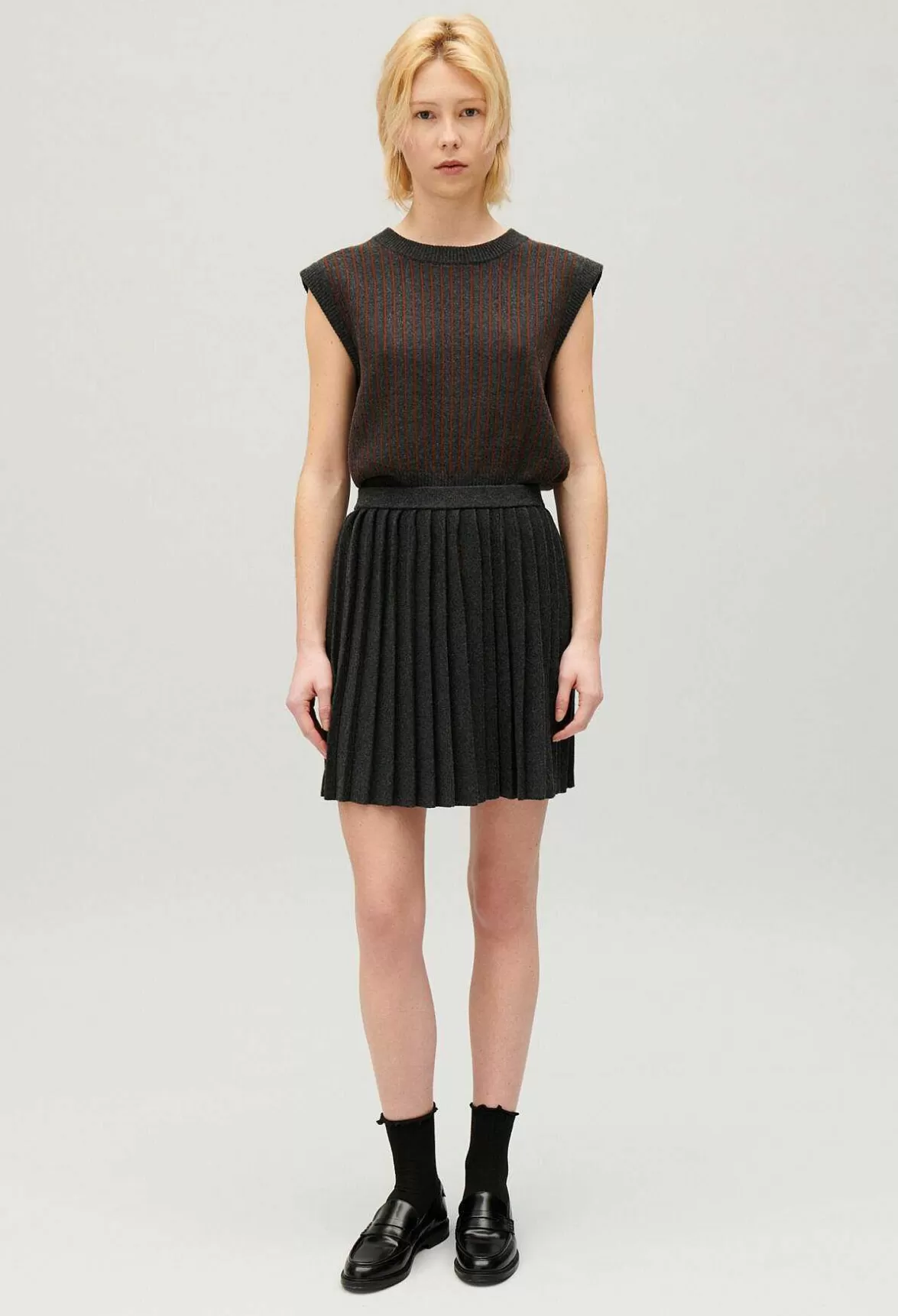 Claudie Pierlot Marled Grey Pleated Short Skirt*Women Skirts And Shorts