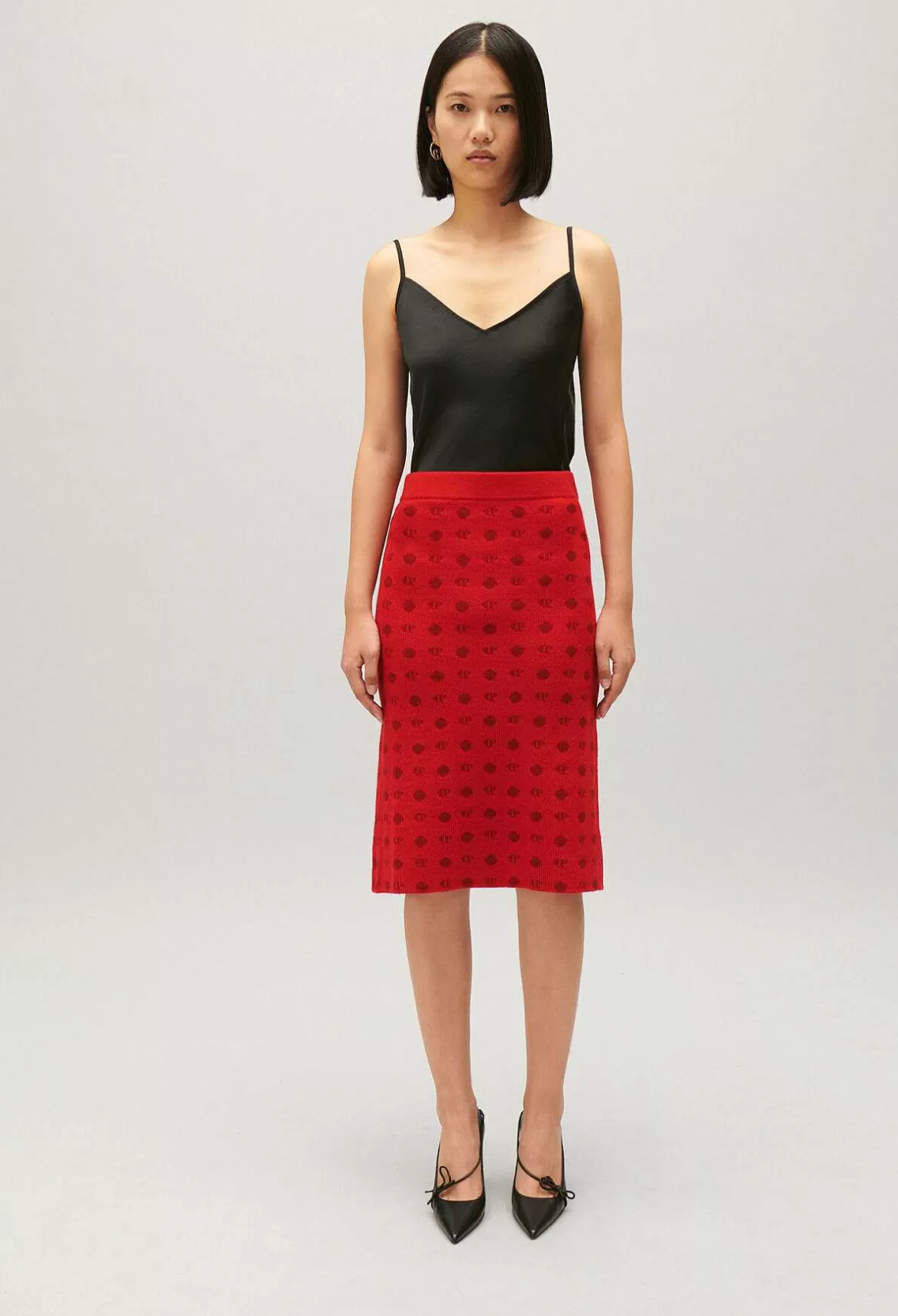 Claudie Pierlot Mid-Length Red Knit Skirt*Women Skirts And Shorts
