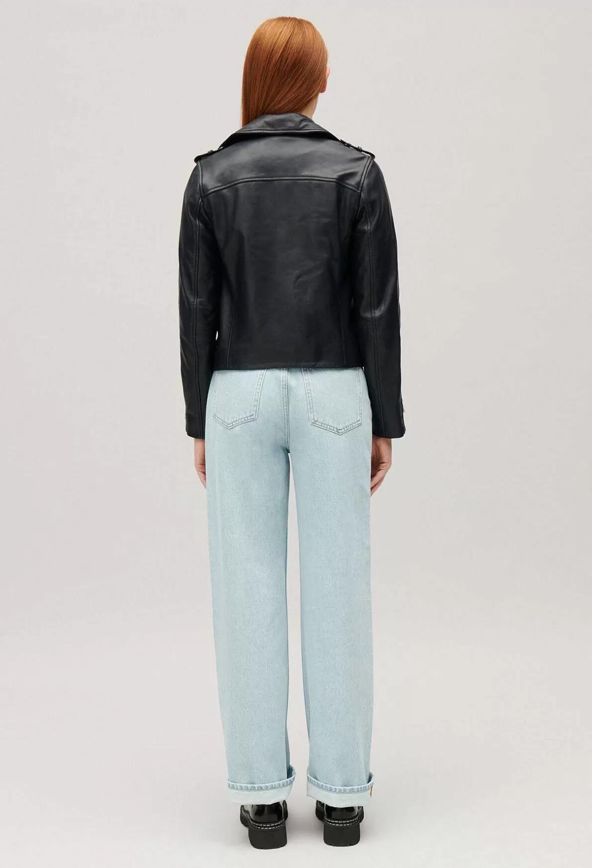 Claudie Pierlot Navy Blue Smooth Leather Jacket*Women Jackets And Coats