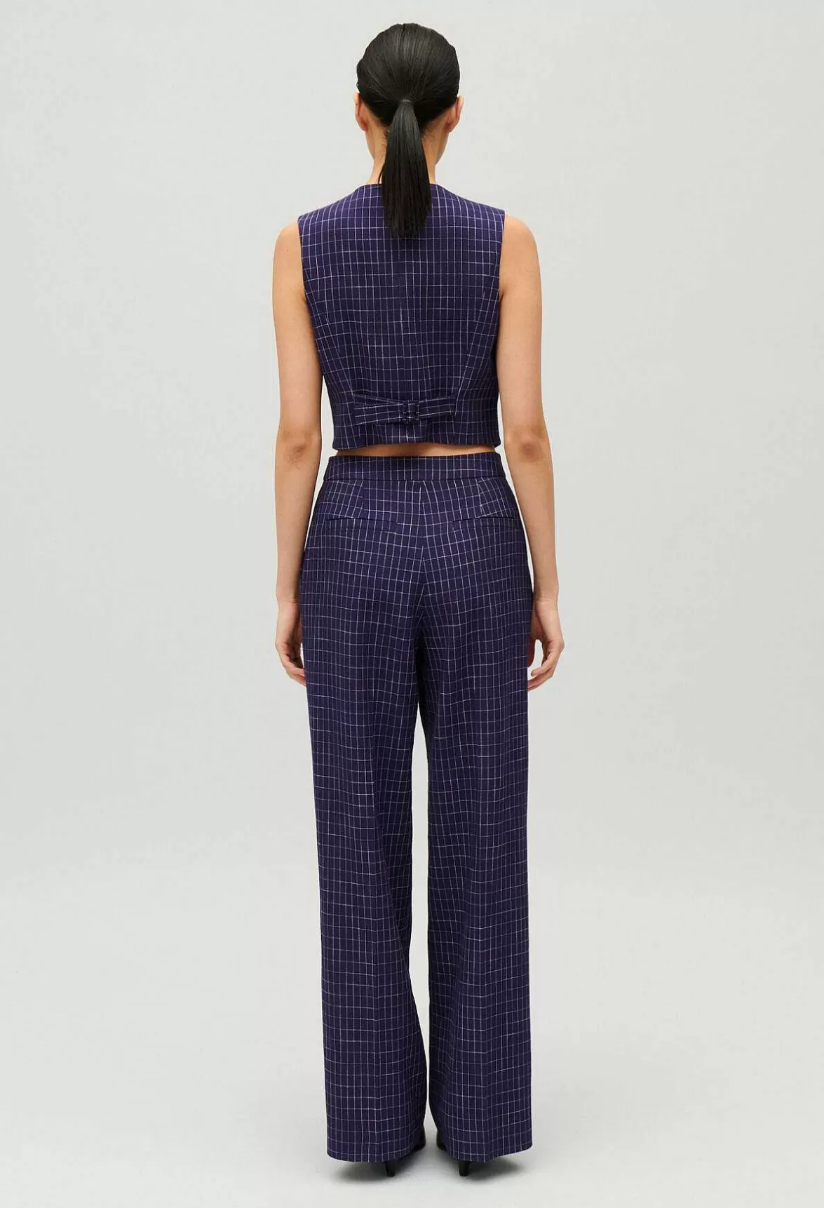 Claudie Pierlot Navy Checked Suit Waistcoat*Women Blazers