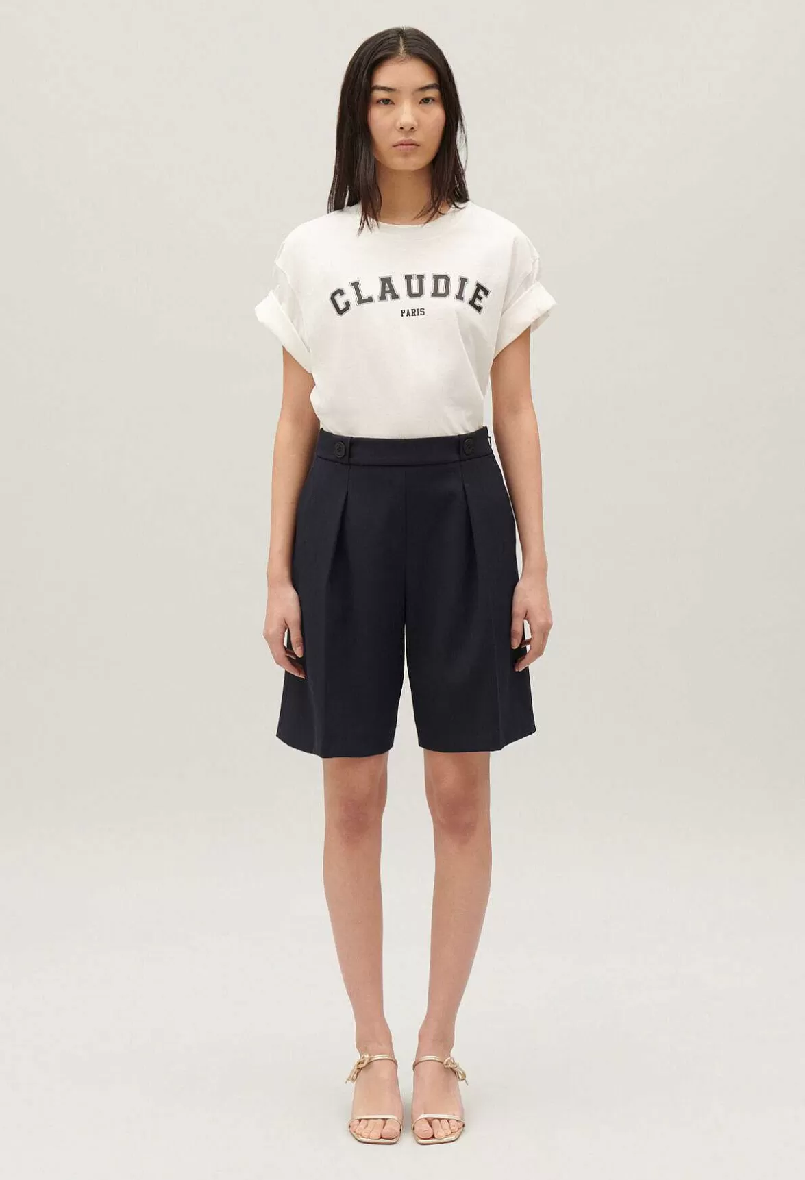 Claudie Pierlot Navy Straight Bermuda Shorts*Women Skirts And Shorts