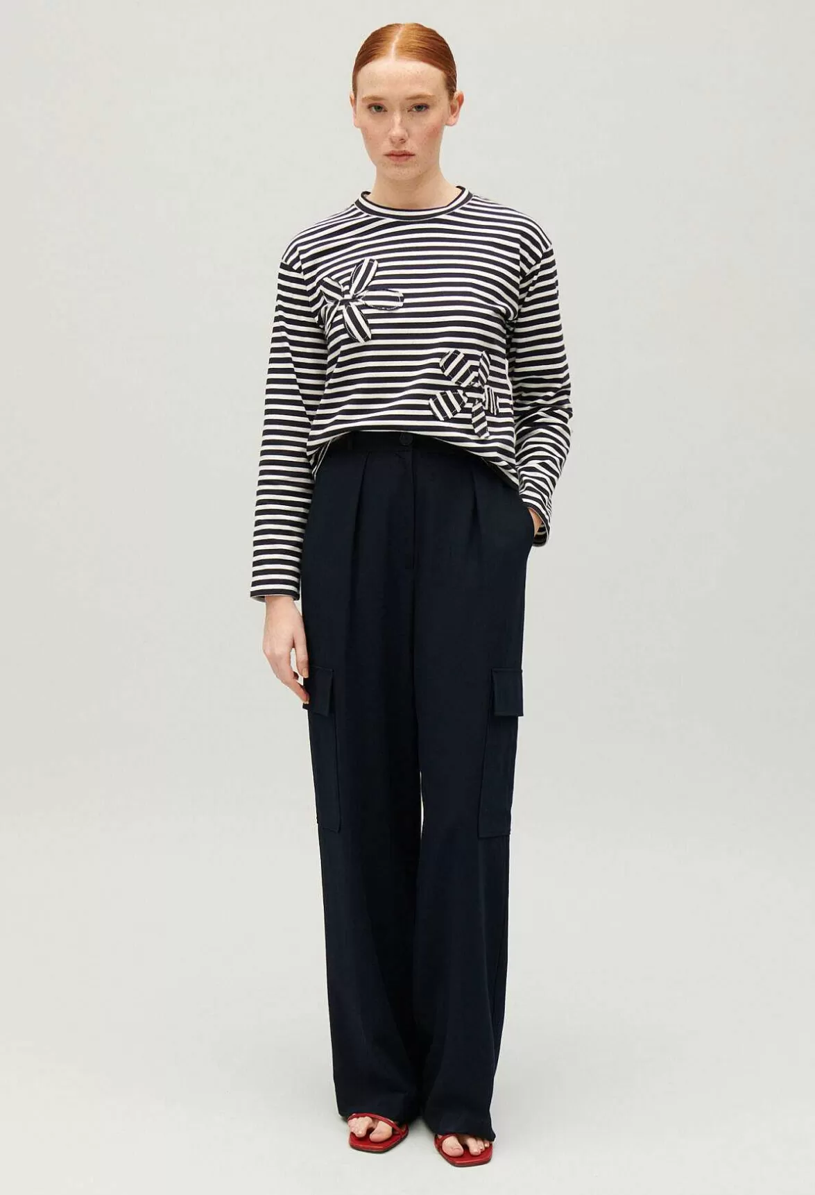 Claudie Pierlot Navy Striped T-Shirt*Women T-Shirts