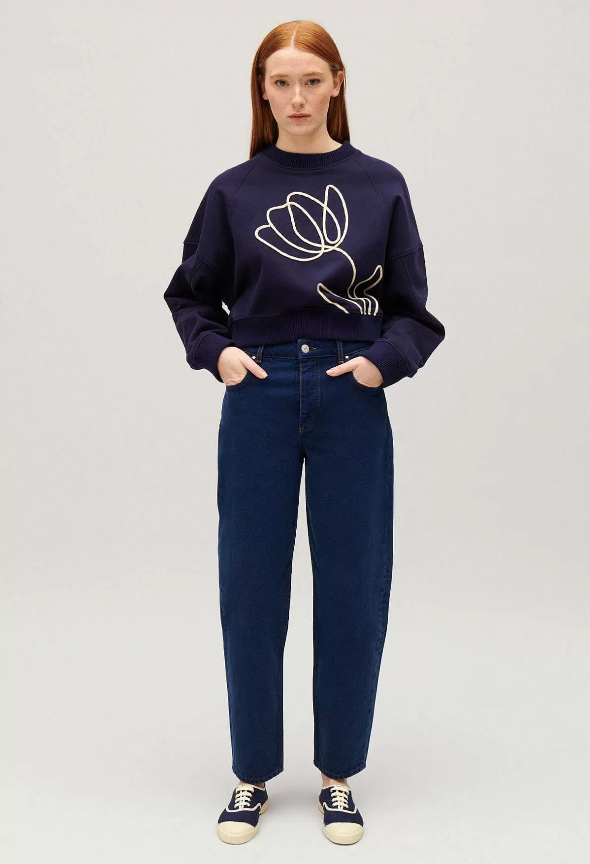 Claudie Pierlot Navy Sweatshirt With Flower Embroidery*Women Sweaters And Cardigans