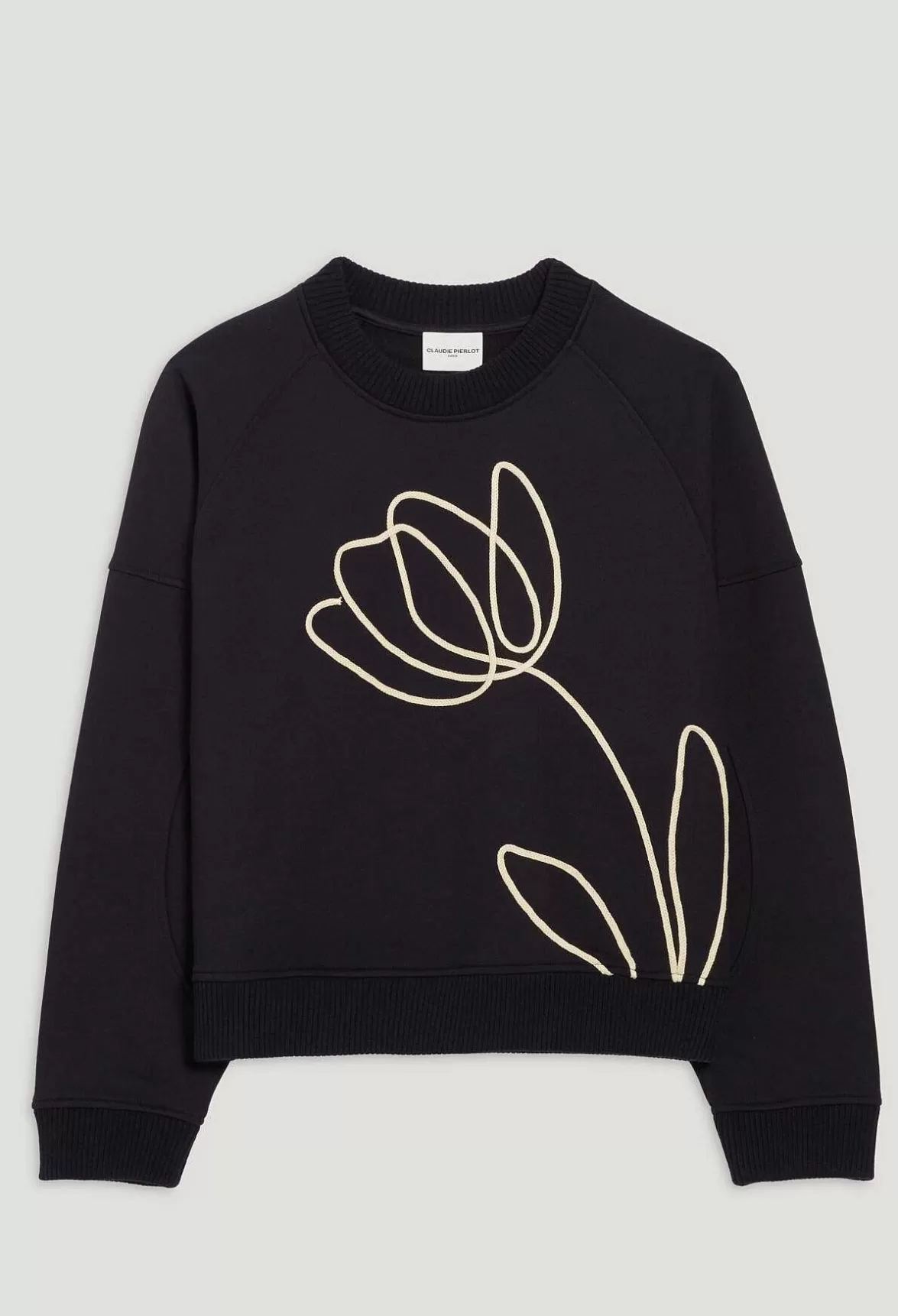 Claudie Pierlot Navy Sweatshirt With Flower Embroidery*Women Sweaters And Cardigans