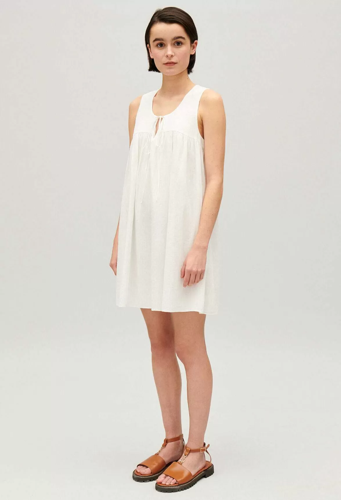 Claudie Pierlot Ruched Short Cream Dress*Women Dresses