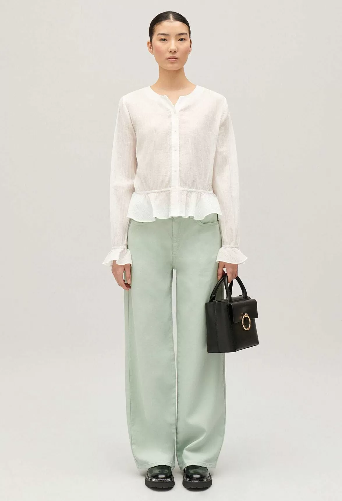 Claudie Pierlot Ruffled Cream Basque Shirt*Women Tops And Shirts