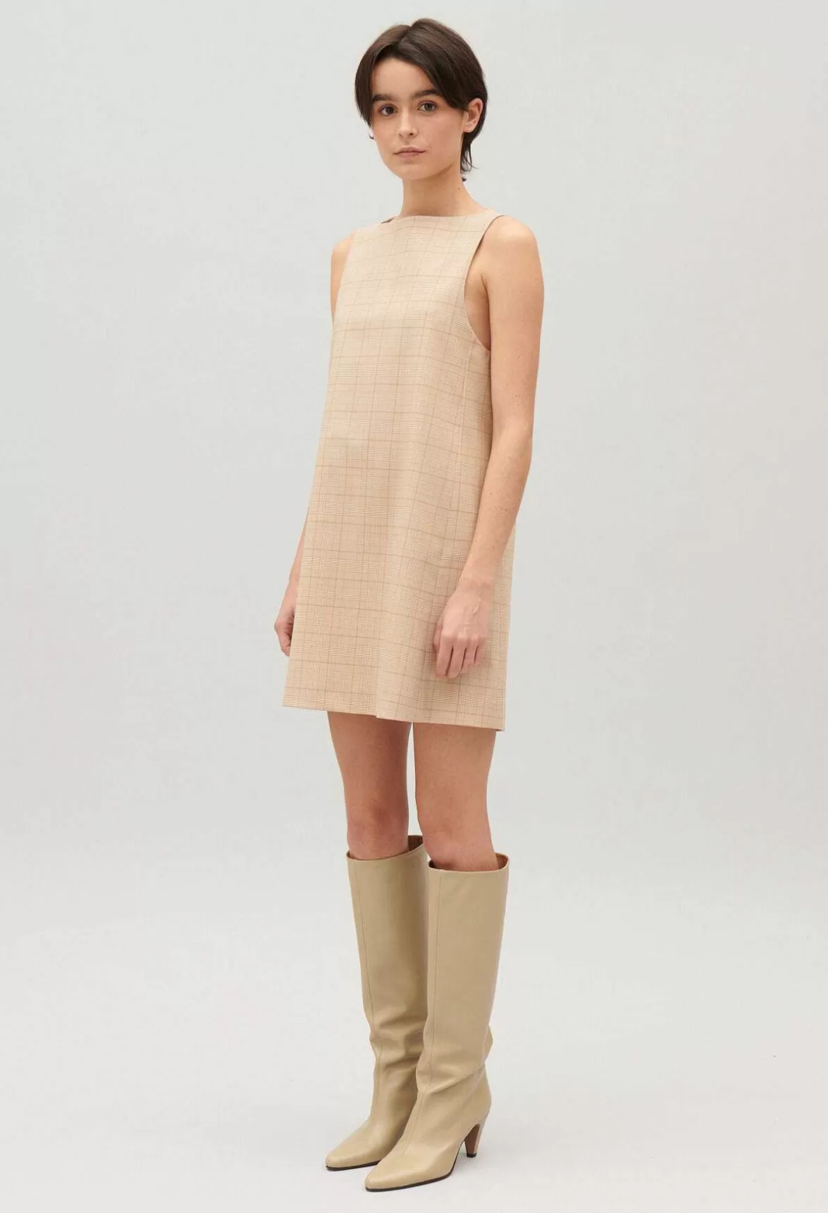 Claudie Pierlot Short Beige Checked Dress*Women Dresses