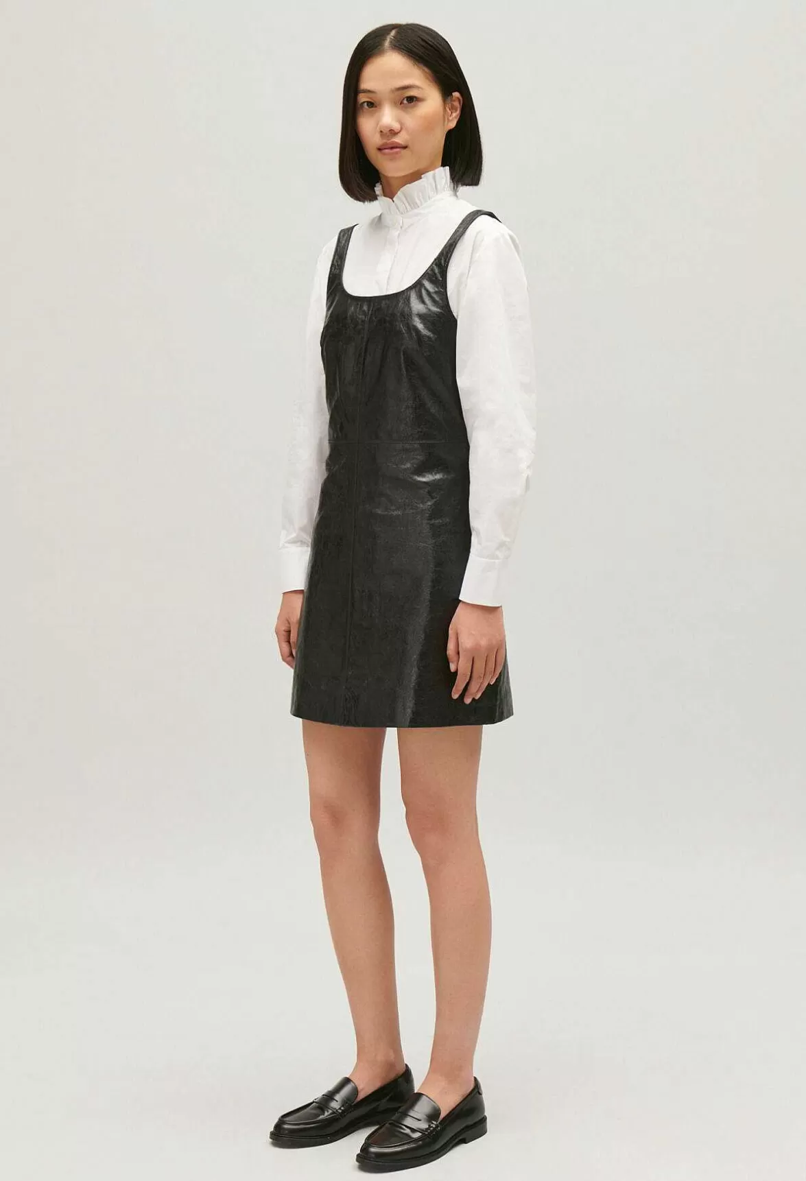 Claudie Pierlot Short Black Leather Tunic Dress*Women Dresses