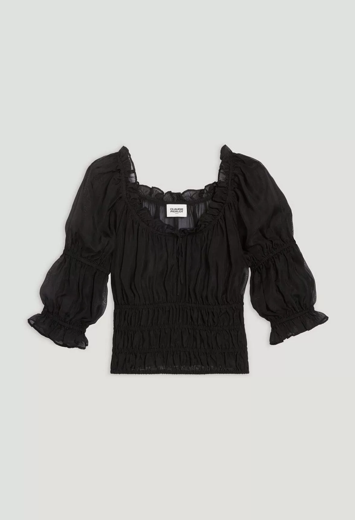 Claudie Pierlot Short Black Ruffled Blouse*Women Tops And Shirts