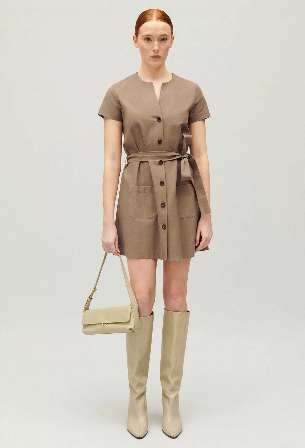 Claudie Pierlot Short Brown Button-Up Dress*Women Dresses