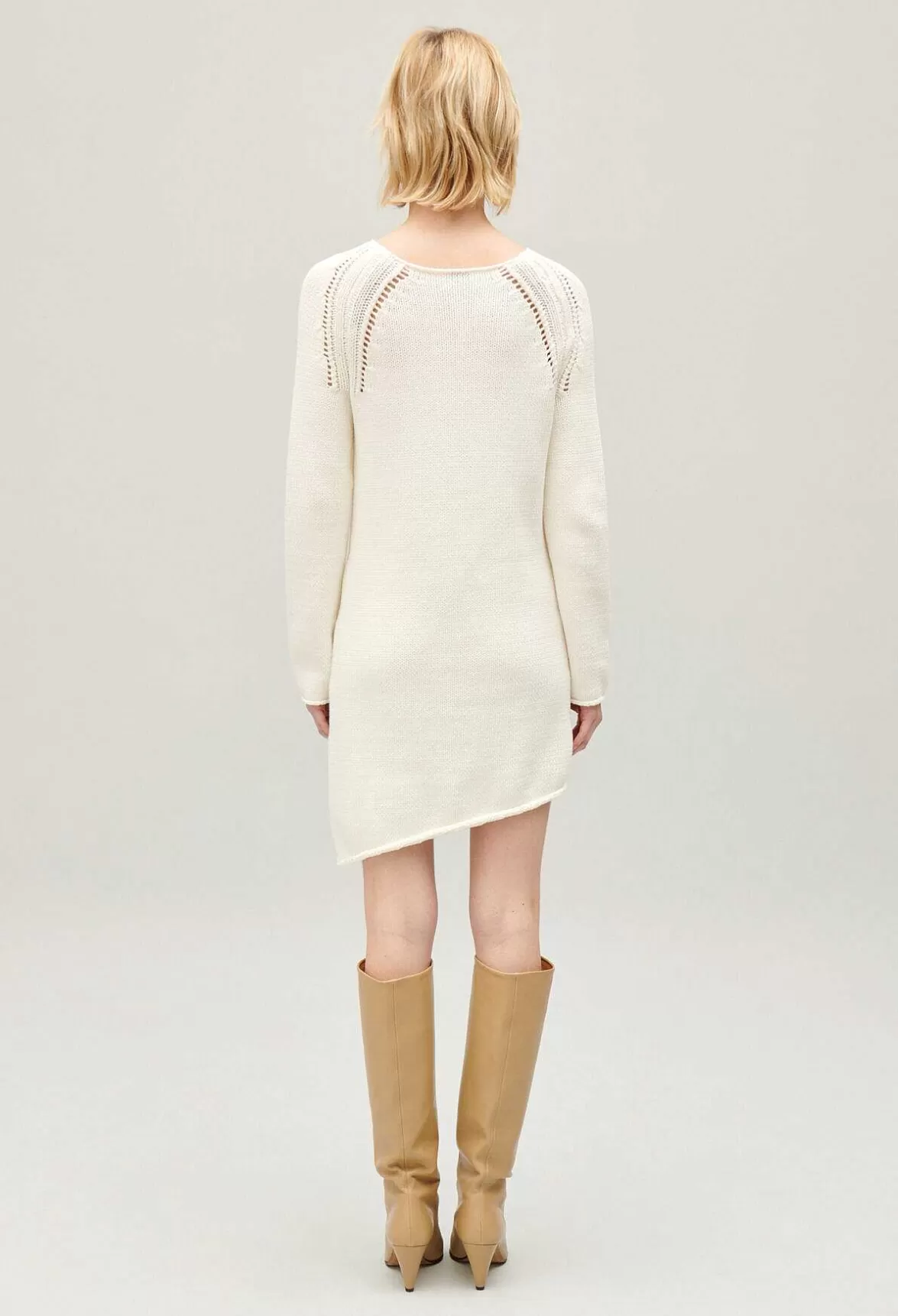 Claudie Pierlot Short Ecru Asymmetric Knitted Dress*Women Dresses