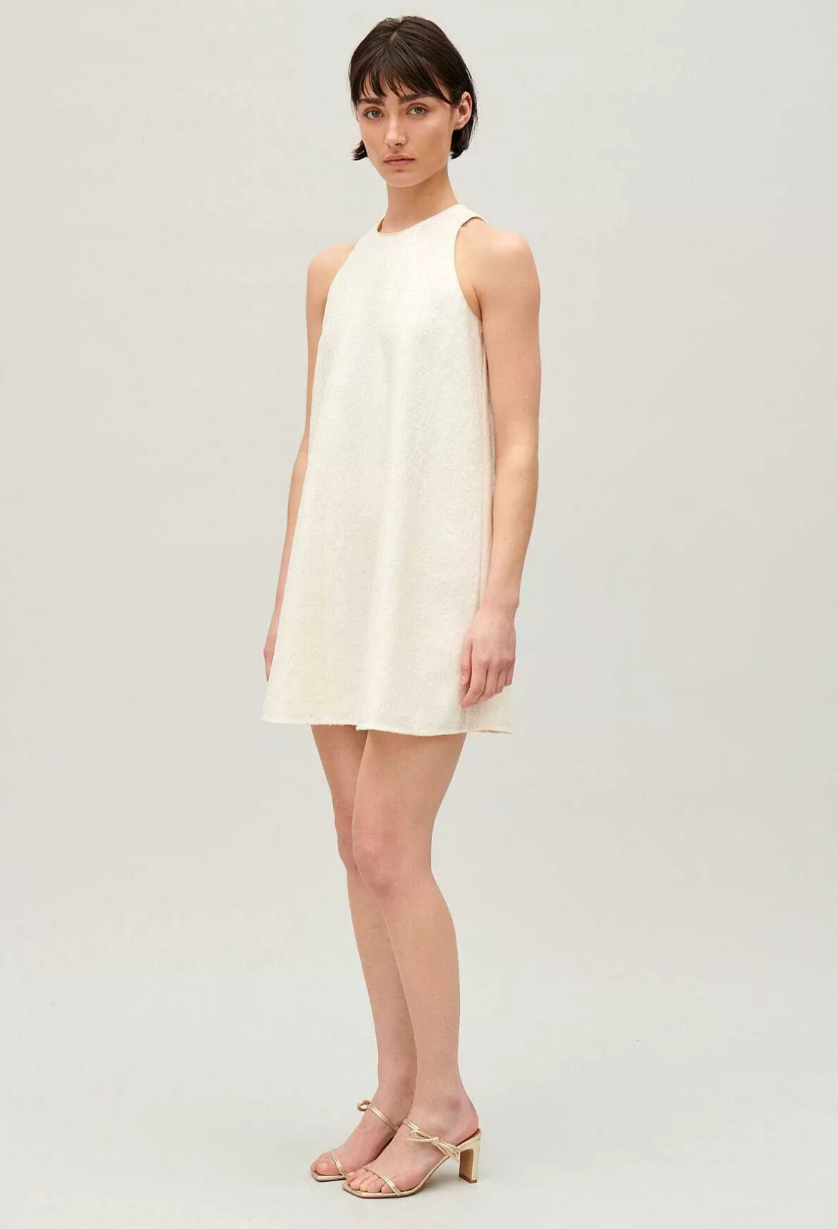Claudie Pierlot Short Ecru Sequinned Dress*Women Dresses