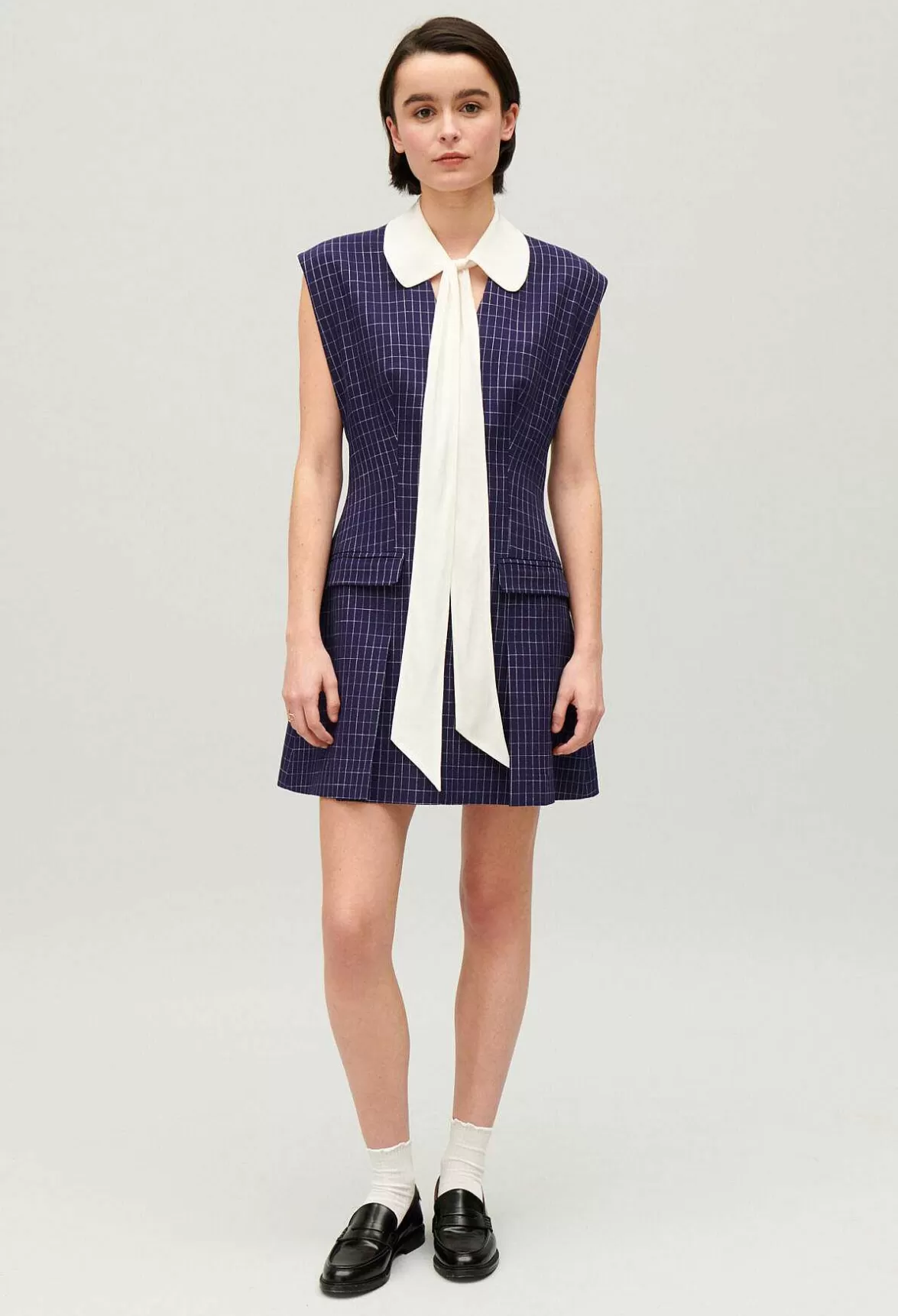 Claudie Pierlot Short Indigo Checked Dress*Women Dresses