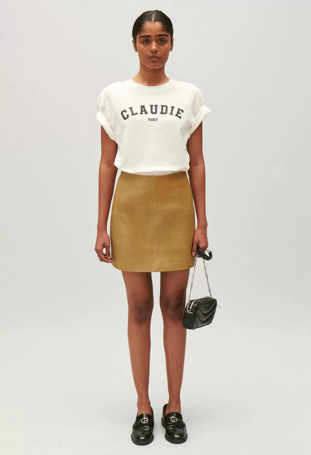 Claudie Pierlot Short Ochre Yellow Leather Skirt*Women Skirts And Shorts