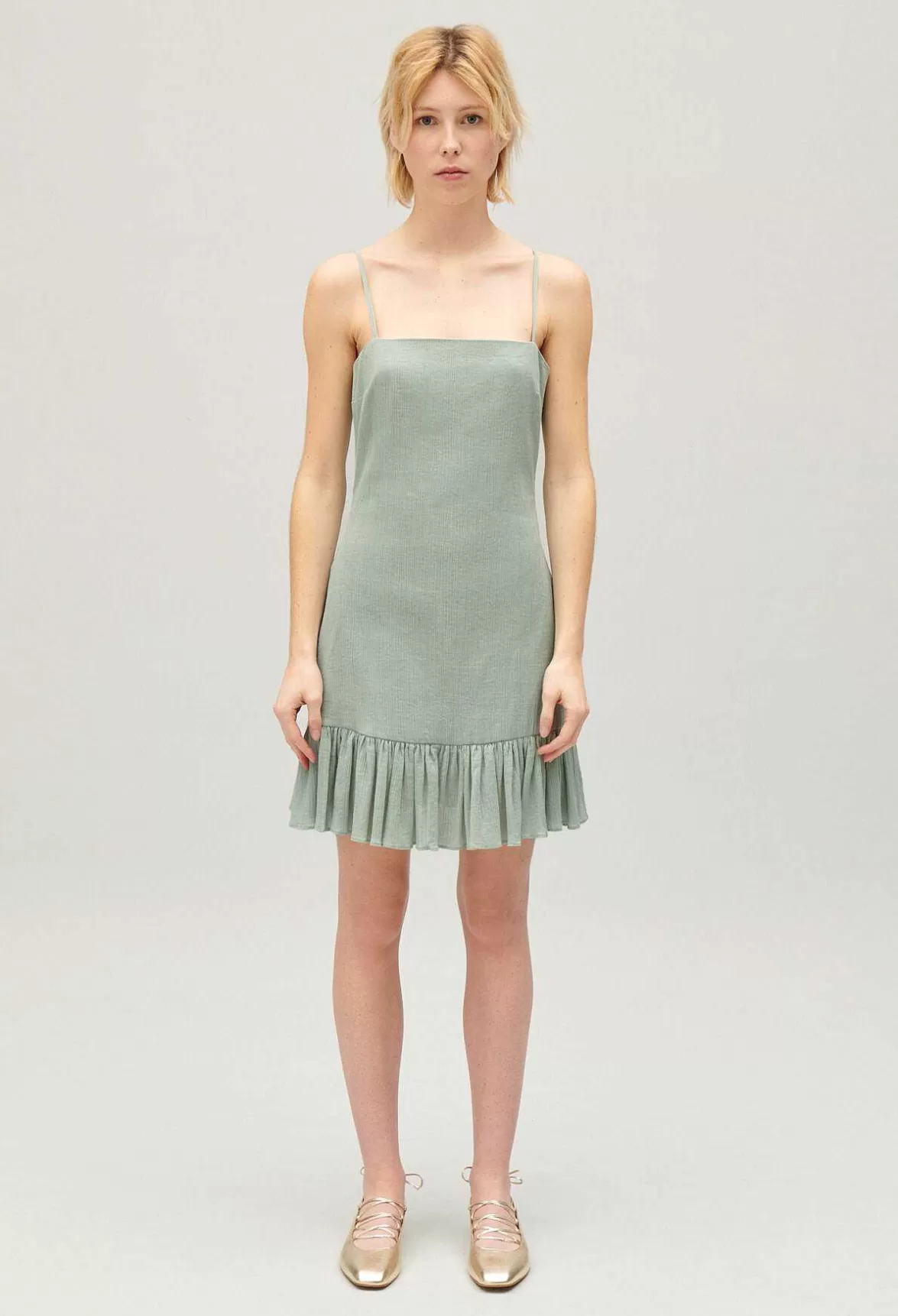 Claudie Pierlot Short Ruffled Almond Dress*Women Dresses