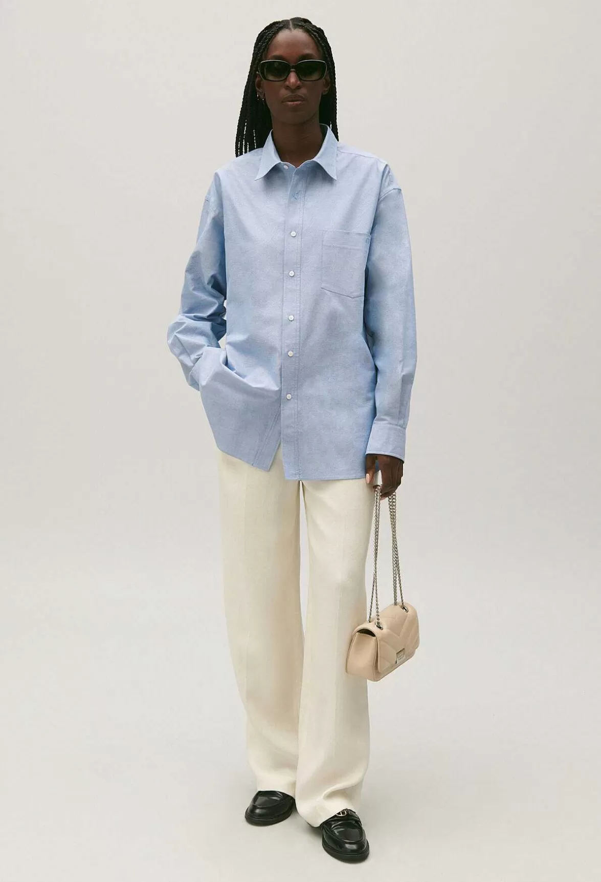 Claudie Pierlot Sky Blue Cotton Shirt*Women Tops And Shirts