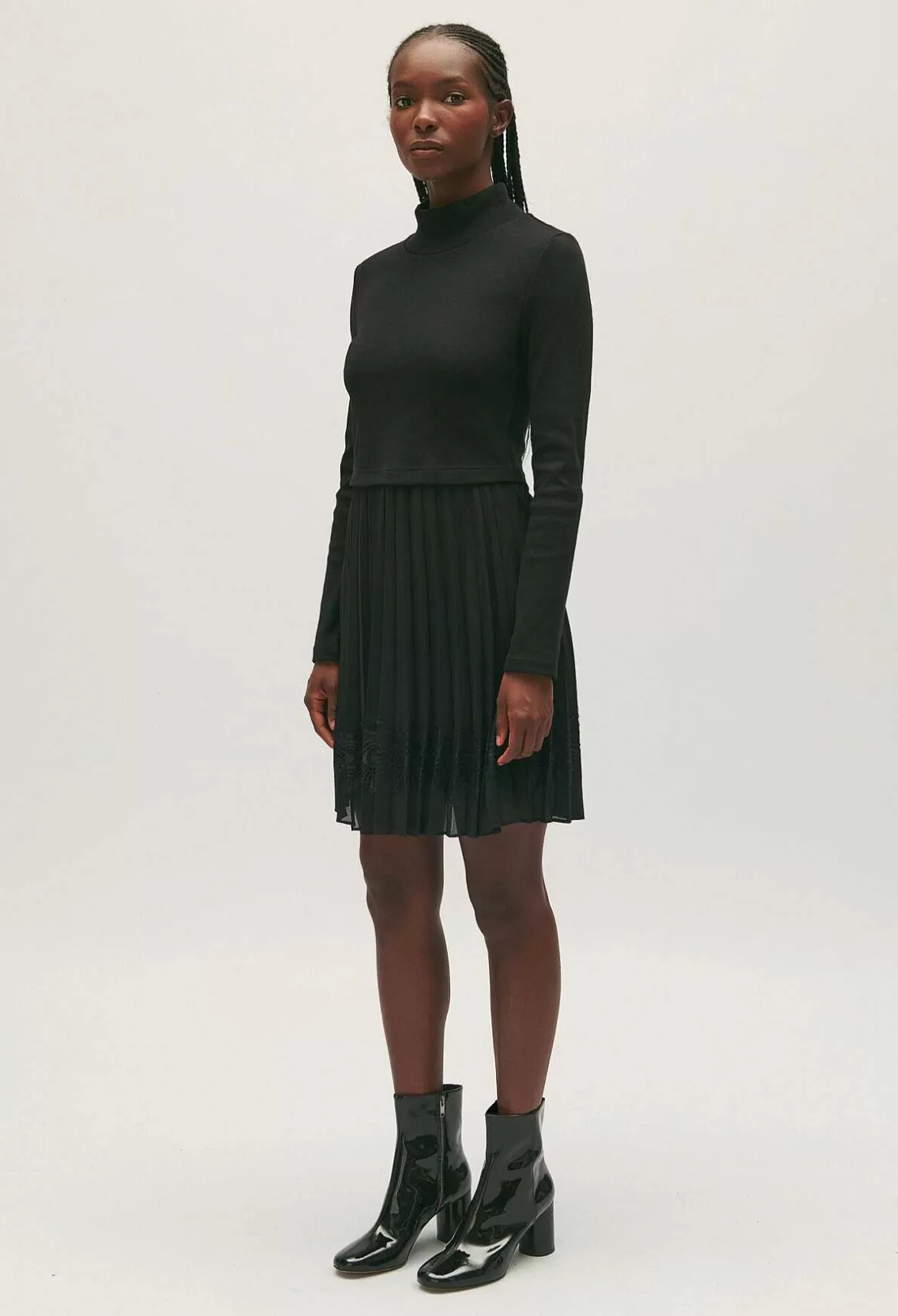 Claudie Pierlot Twist Short Black Pleated Dress*Women Dresses