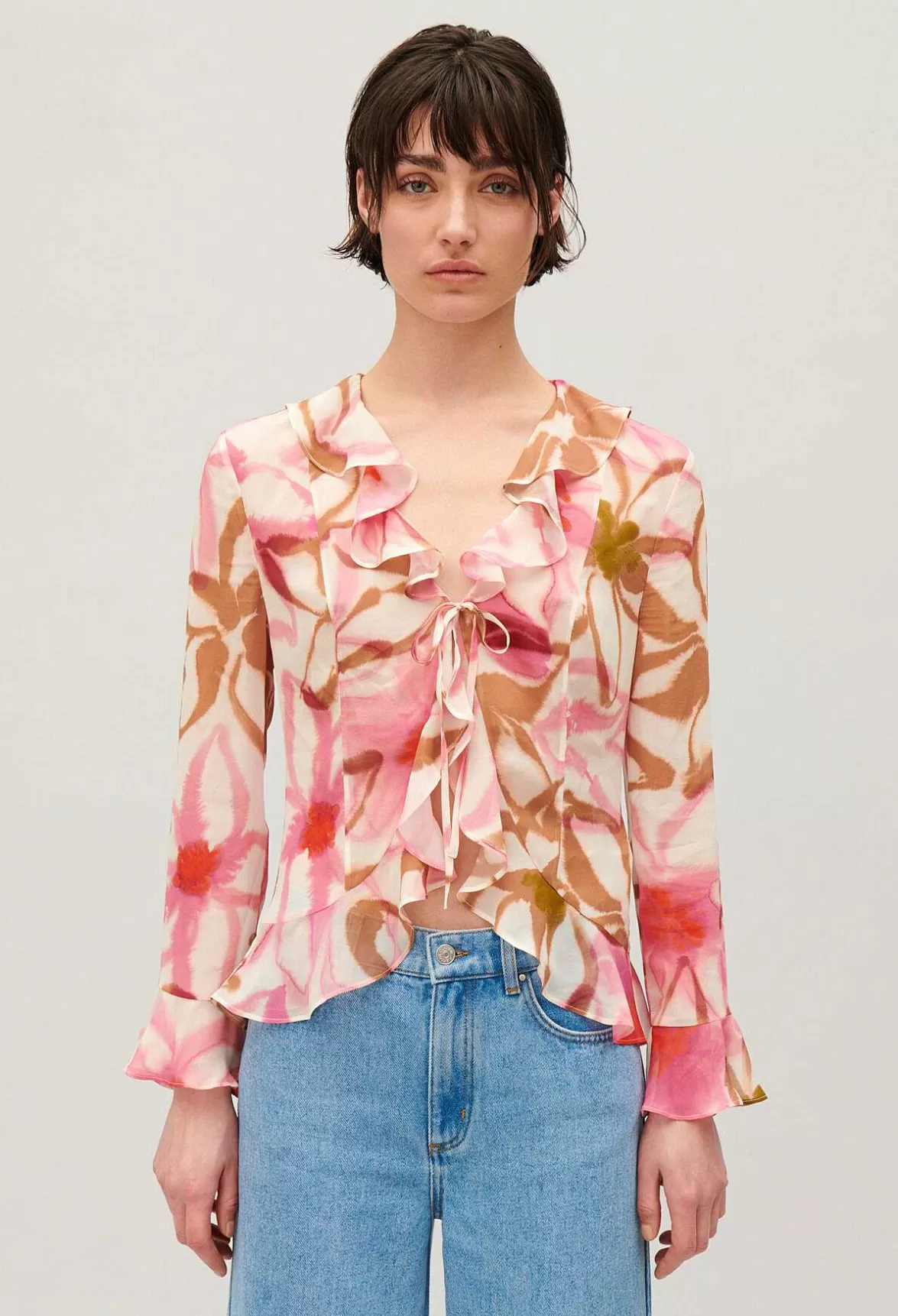 Claudie Pierlot Watercolour Print Silk Blouse*Women Tops And Shirts