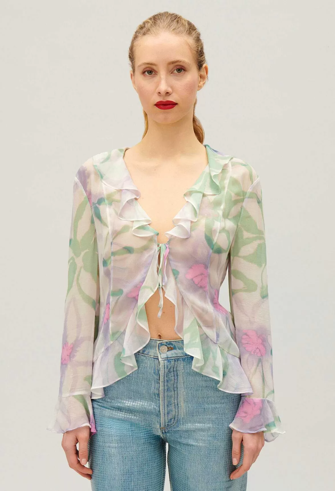 Claudie Pierlot Watercolour Print Silk Blouse*Women Tops And Shirts