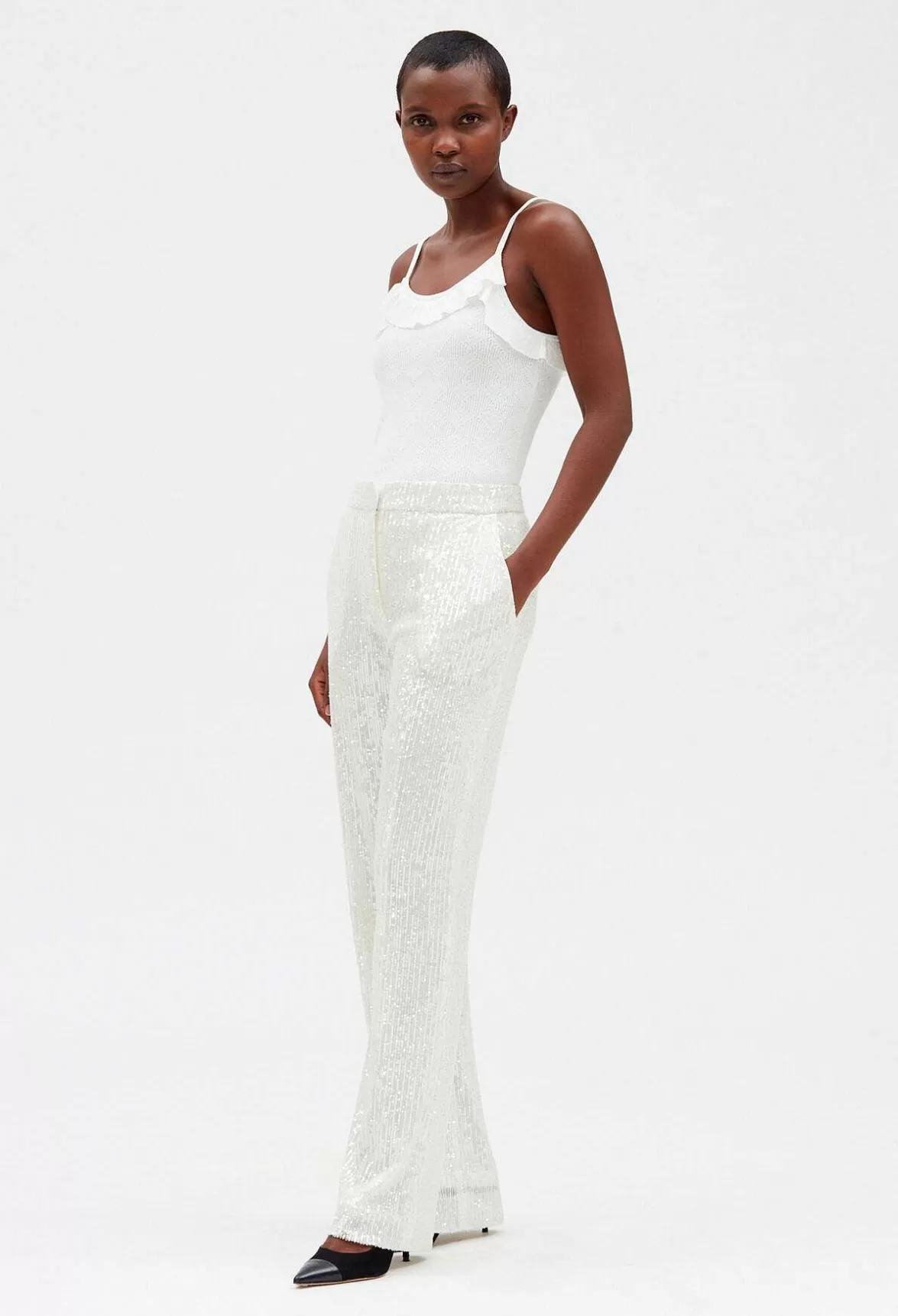 Claudie Pierlot White Sequinned Trousers*Women Jeans And Trousers