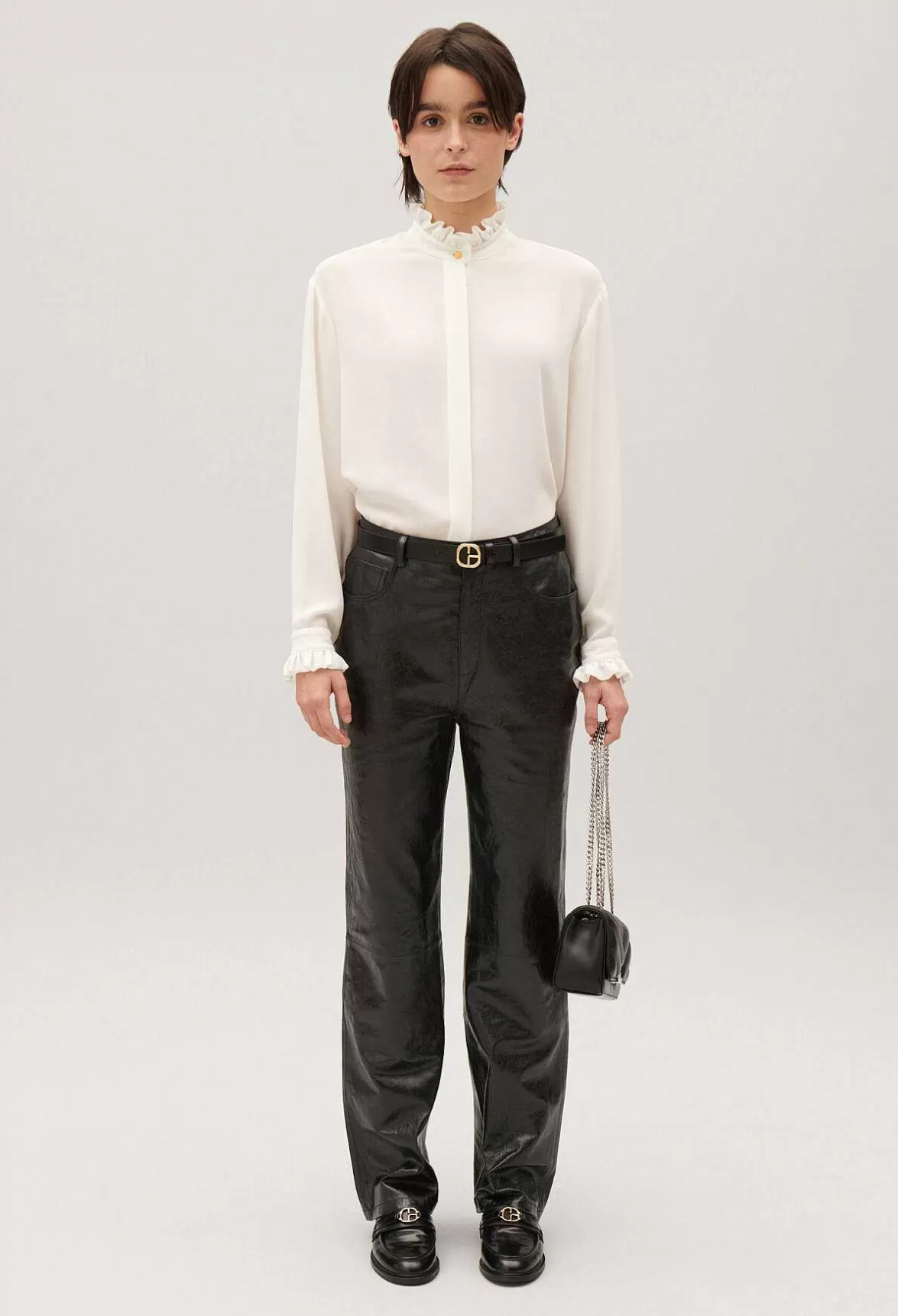 Claudie Pierlot White Shirt With Wavy Collar*Women Tops And Shirts
