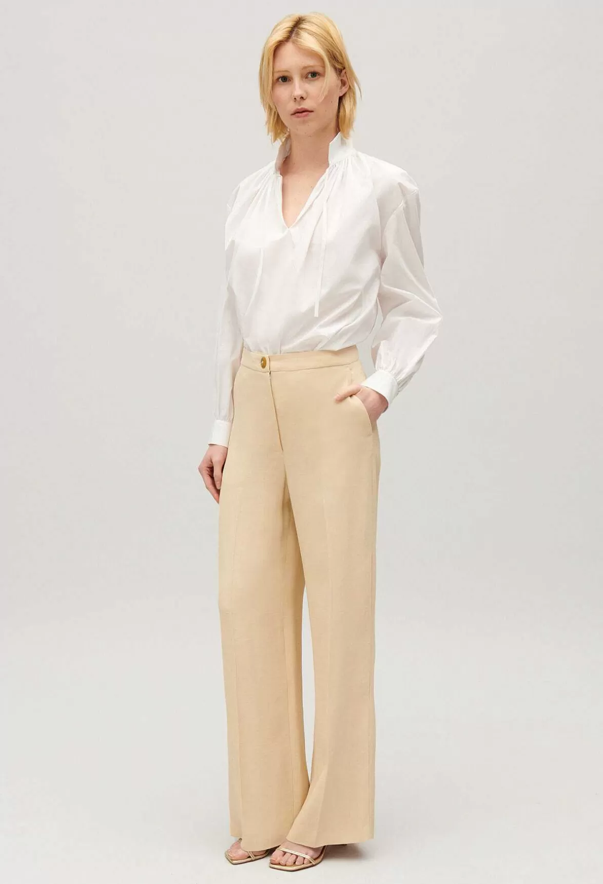 Claudie Pierlot Wide-Leg Beige Trousers*Women Jeans And Trousers