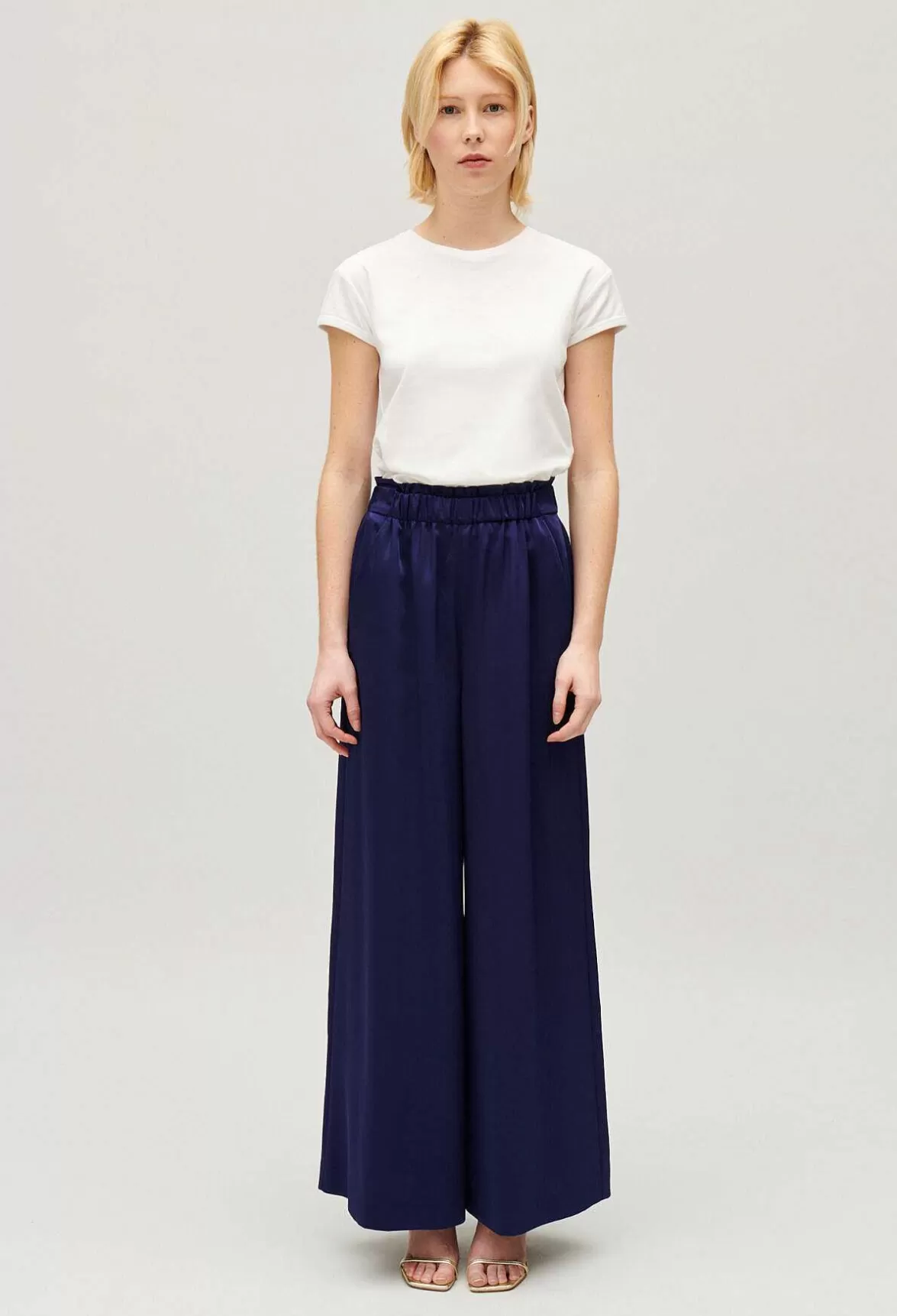 Claudie Pierlot Wide-Leg Trousers With Smocked Waistband*Women Jeans And Trousers