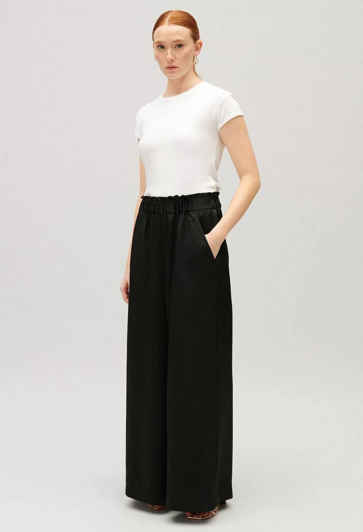 Claudie Pierlot Wide-Leg Trousers With Smocked Waistband*Women Jeans And Trousers