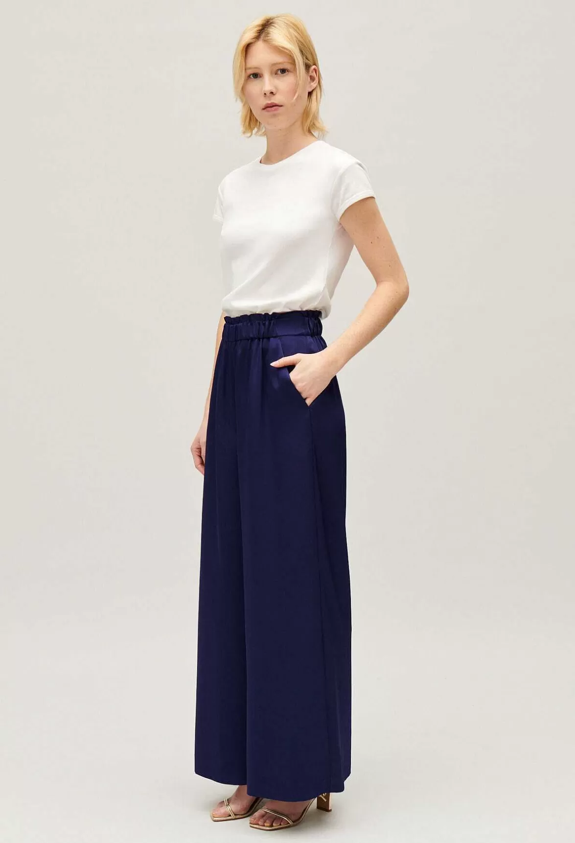 Claudie Pierlot Wide-Leg Trousers With Smocked Waistband*Women Jeans And Trousers