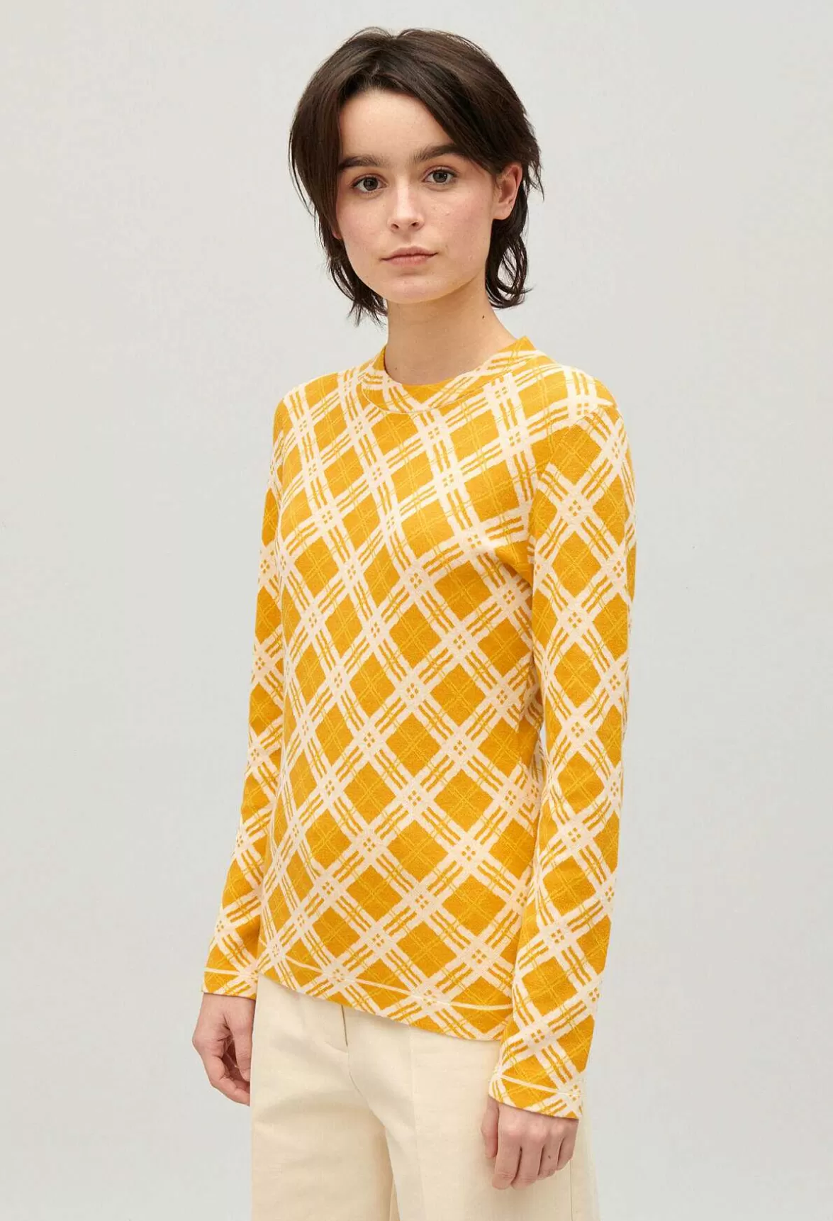 Claudie Pierlot Yellow Checked Jumper*Women Sweaters And Cardigans